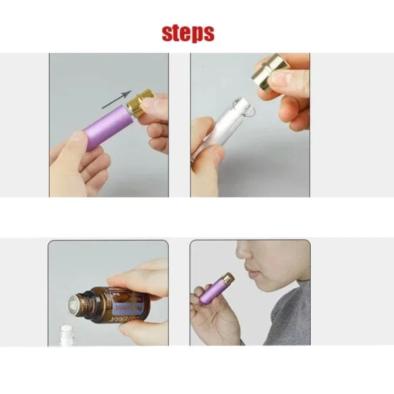 5ml 1PC Colored Aluminum Nasal Inhaler with High Quality White Cotton Wicks Aromatherapy Metal Inhaler for Essential Oils