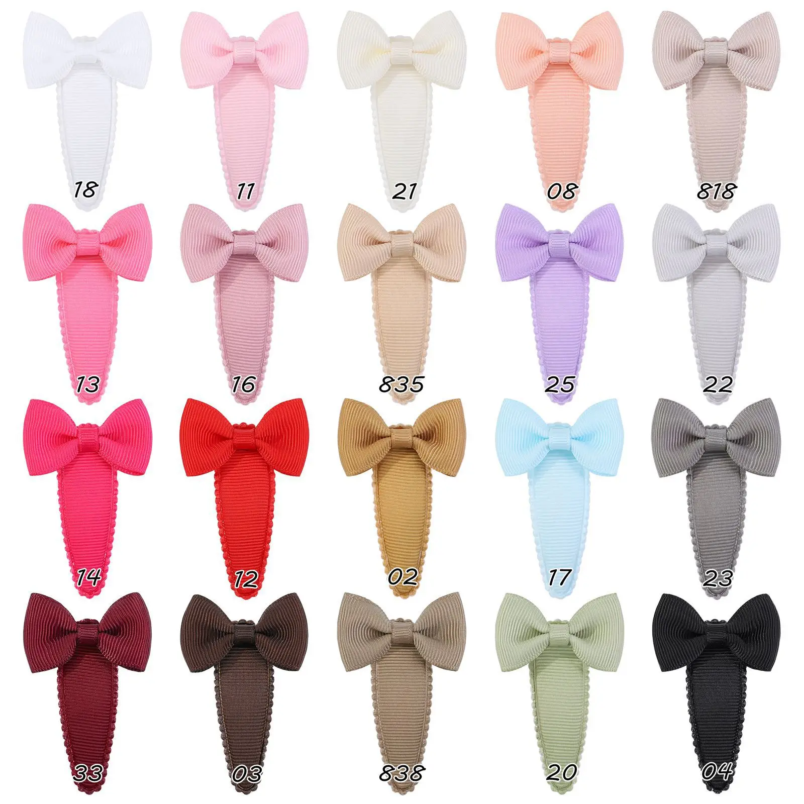 120pc/lot New Ribbon Bow Basic Snap Baby Hair Drop Clip Solid Color Snap Hair Clips Hair Clamp Pins Hairpins BB Barrettes Girls