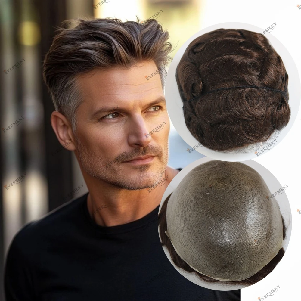 

Супер комфорт, тонкая кожа, Vloop, мужской парик из человеческих волос, 0,04 мм-0,05 мм, искусственная основа, натуральная линия волос, мужской капиллярный протез, шиньон