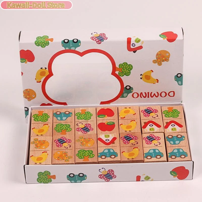 

1 Set Wooden Domino Idiom Joint Kit Children's Toy Early Learning Puzzle Game Montessori Educational Toys For Kids