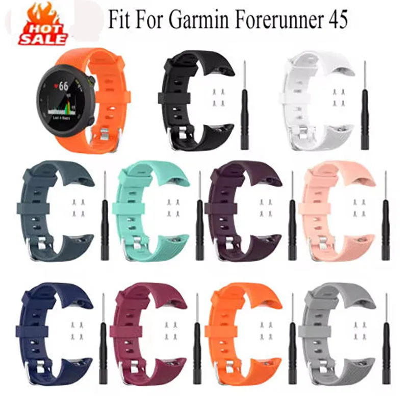 

20mm Silicone Watchband Strap for Garmin Forerunner 45 Smart Bracelet Watch band Wristband Fashion Sports Replacement Strap