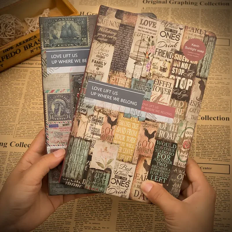 

Ретро простая ностальгическая толстая ручная книга для учета, цветная страница, иллюстрация, сетка, красная книга, студенческий дневник, европейский блокнот, подарок