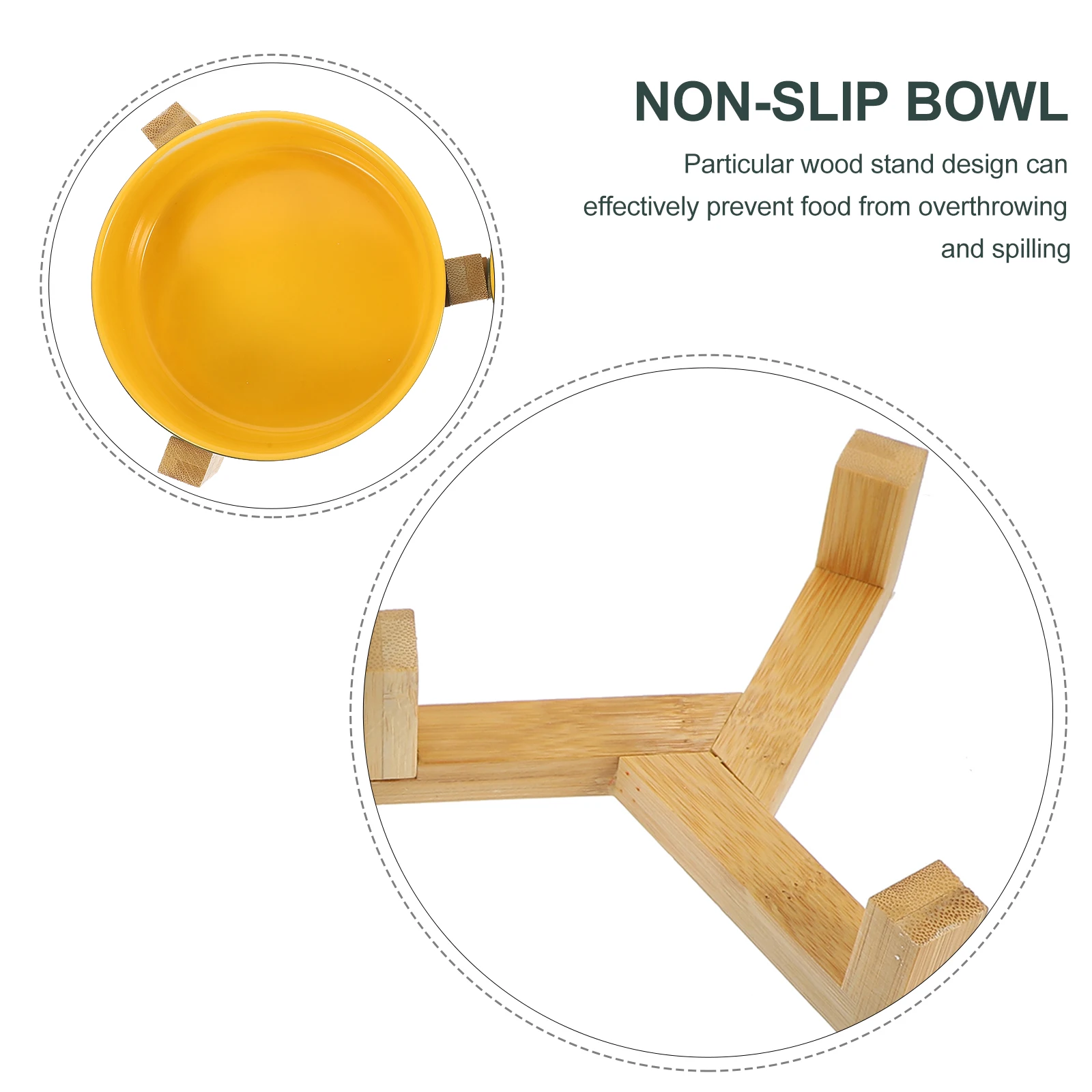 

2 Ceramic Cat Bowls Double Color Non slip Wood St Green Yellow Small Size Pet Feeding Bowl Dog Water Dispenser Anti Overturn