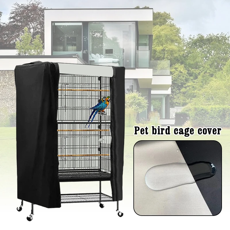 Waterproof Pet Bird Cage Cover Parrot Cages Cloth Black Large Universal Breathable Protective Home Pet Dustproof Shading Cover