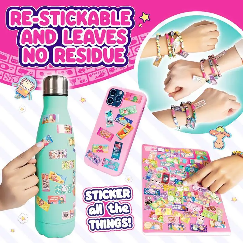 70/140 stuks ﻿   Hot Kids Kinderen Speelgoed Sticker Creatieve Grappige Briefpapier Stok Rollen Stickers Armband Kleurrijke Verjaardagscadeau