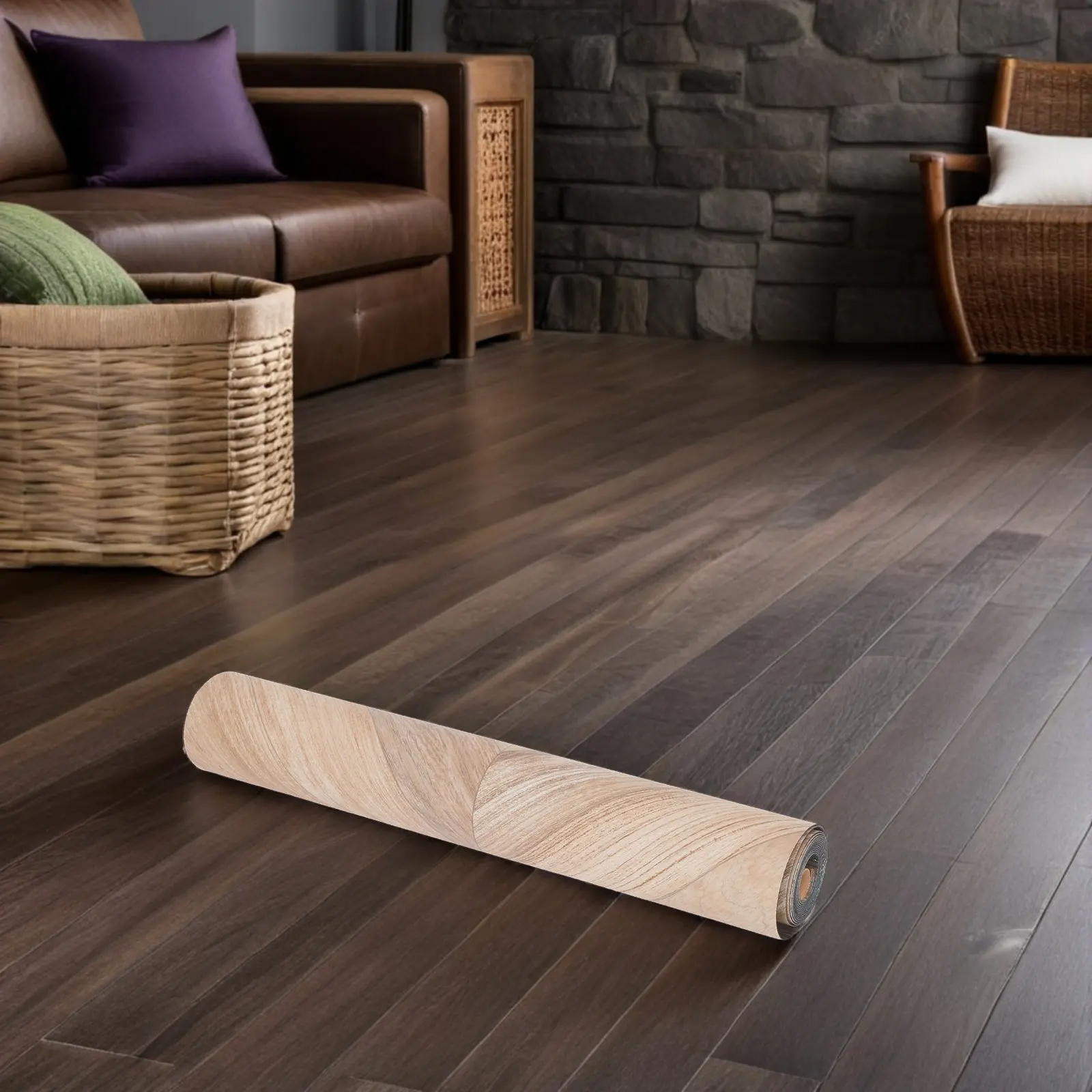 

PVC Self Adhesive Flooring Roll 9.8ft X 23.5in Peel Stick Tile Floor Stickers High Durability Wood Grain Design for Heavy Use