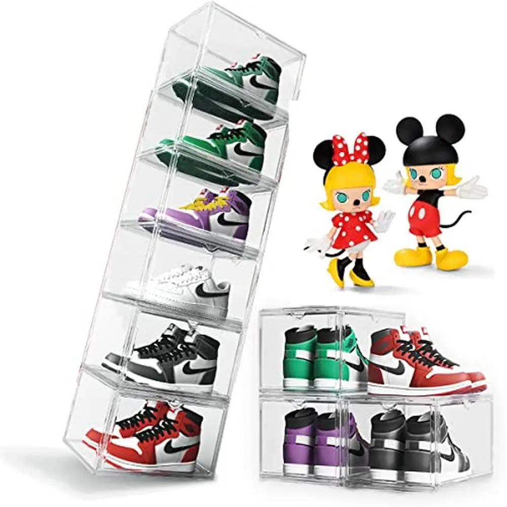 Stackable Clear Acrylic Shoe Box Organizer Double Door Storage Container 9 Pack Magnetic Display Box Sneakers & Handbags