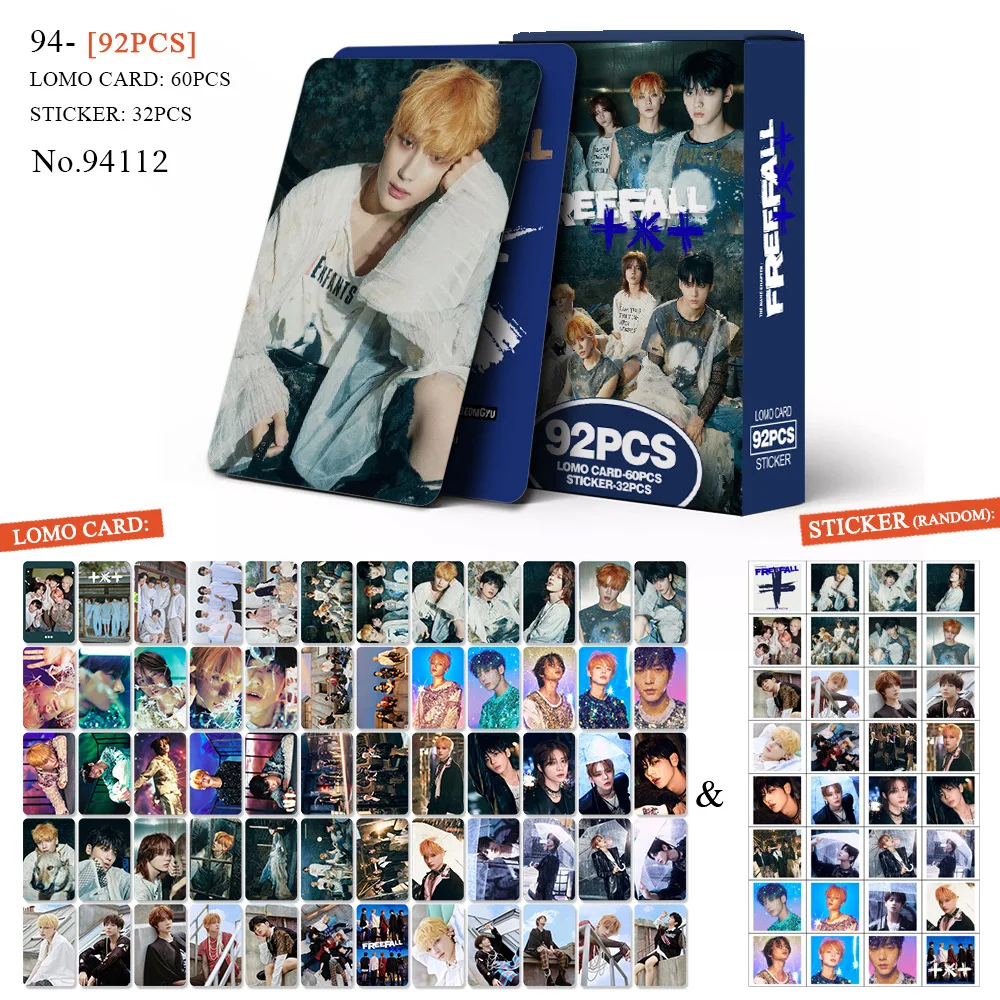 92Pcs/Set Boy Idol Group Series New Album FREEFALL Sticker Lomo Cards SOOBIN YEONJUN BEOMGYU TAEHYUN HUENINGKAI Fans Gifts