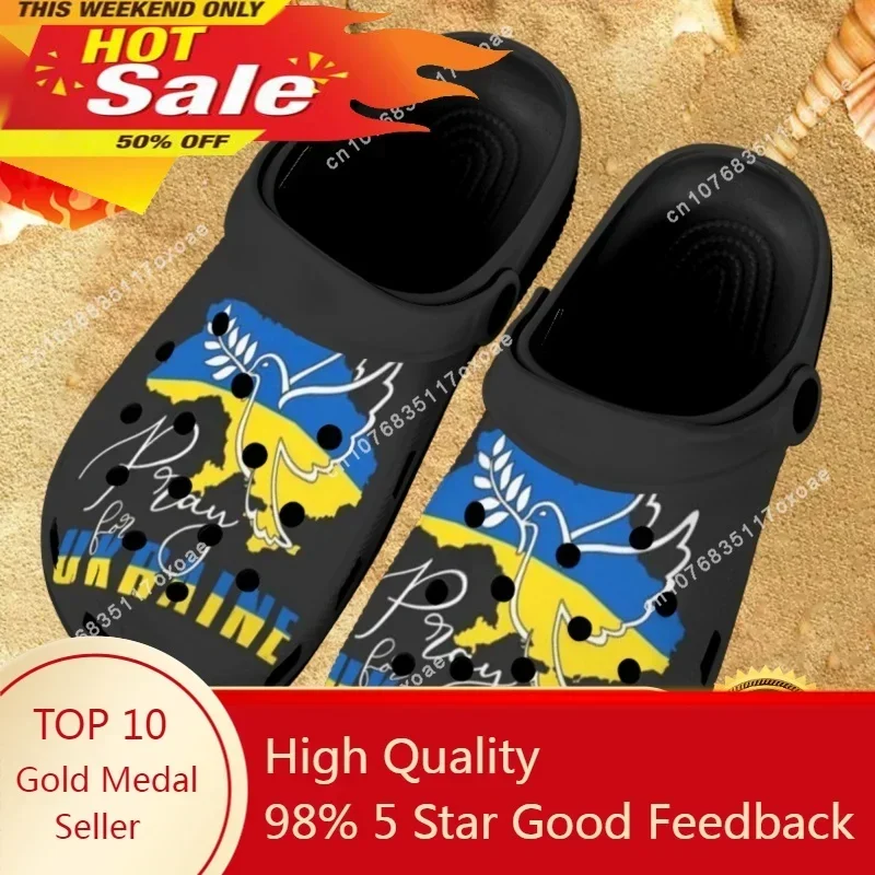 

Fashion Ukrainian Flag Design Summer Adult Sandals Breathable Slides Slippers for Women Lightweight Soft Sole Hole Shoes Zapatos