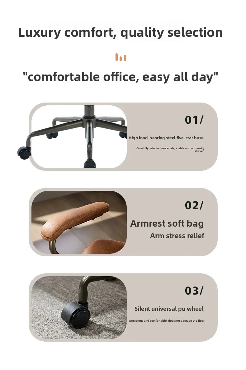 Ergonomic Office Chairs Vintage Study Desk Chair Comfortable Computer Task Seat for Long Sitting Swivel Chair for Home Office