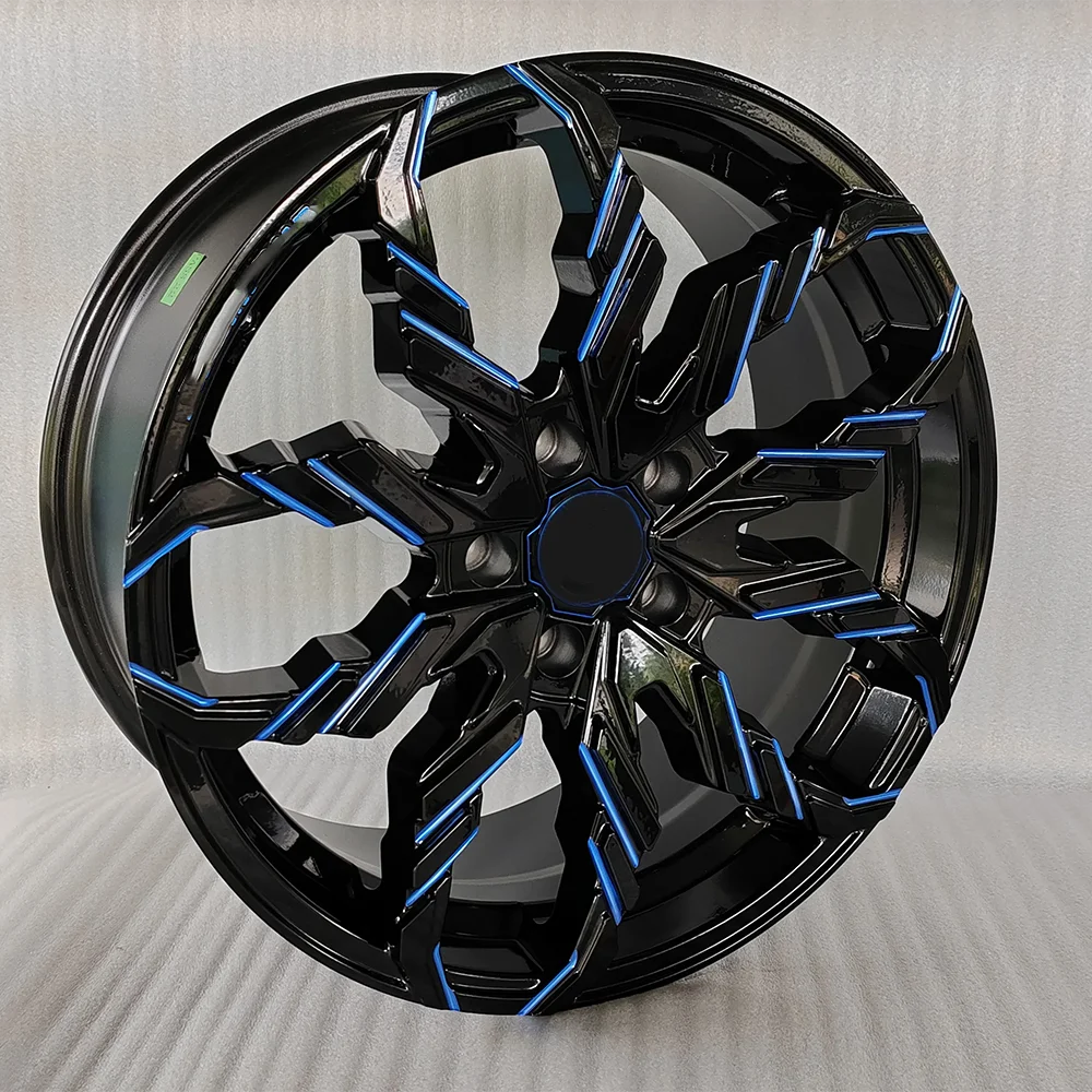 Offroad Wheel Rims 18 Inch Offset 35 Passenger Car WheelsBlack With Blue 5x114.3 Aluminum Alloy Wheels , 100% tested well