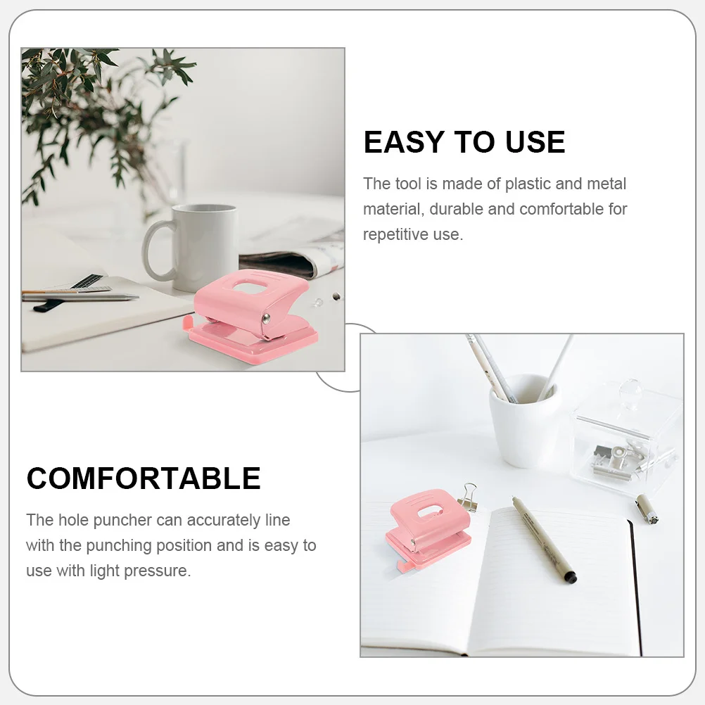 2Pcs Compact Hole Puncher for Paper Sheets Lightweight 2-Hole Punch Tool Ideal for School Office DIY Art Projects