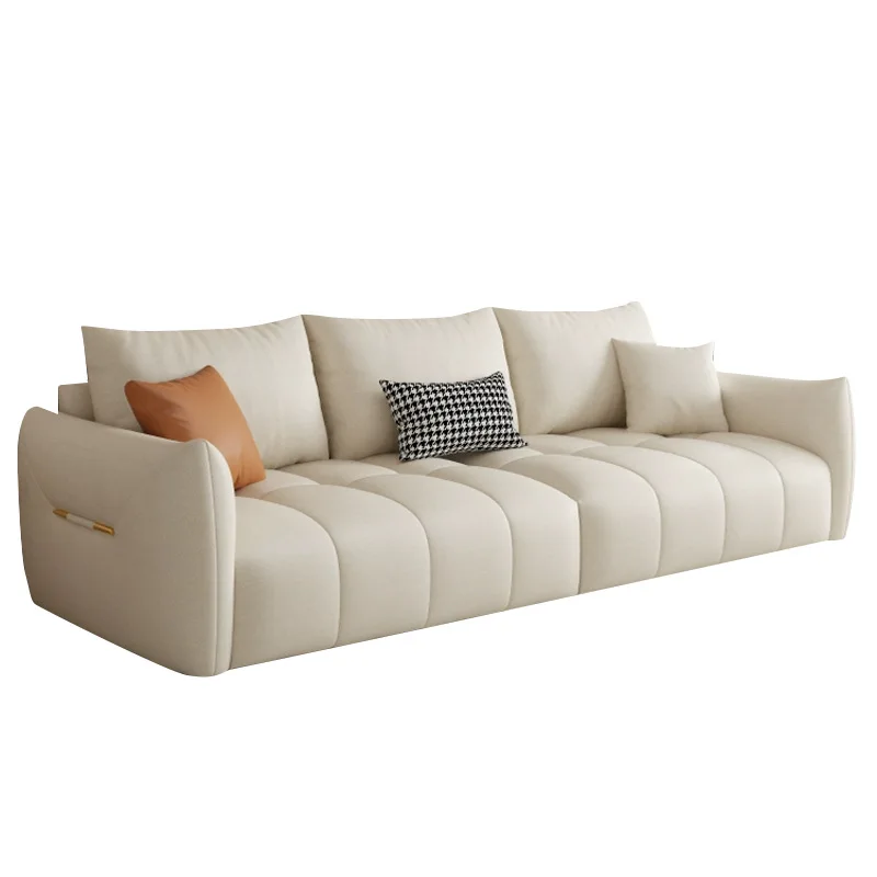 

Modern simple cream wind matte cloth sofa Nordic living room straight row Internet celebrity creative designer small apartment