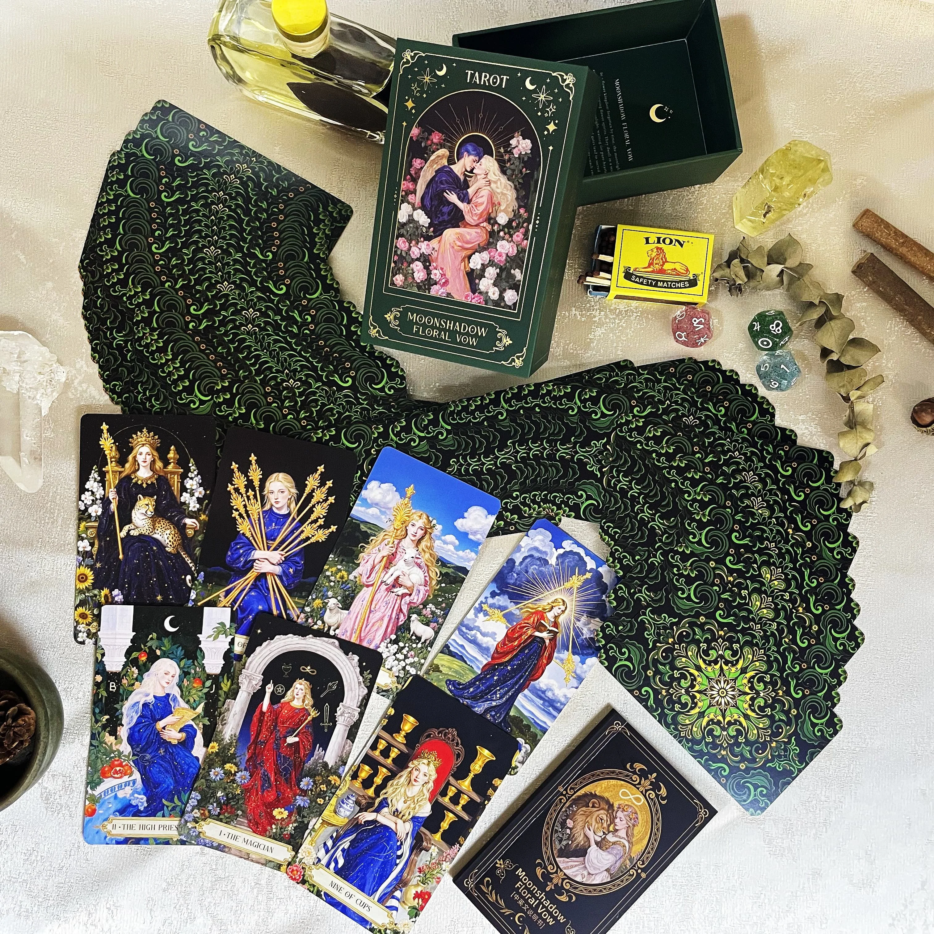 جديد الأصلي أصيلة الكاهنة العليا الحصري Moonshadow الأزهار نذر بطاقات التارو 12x7 سنتيمتر أوراكل رايدر وايت الفاخرة المهنية #5