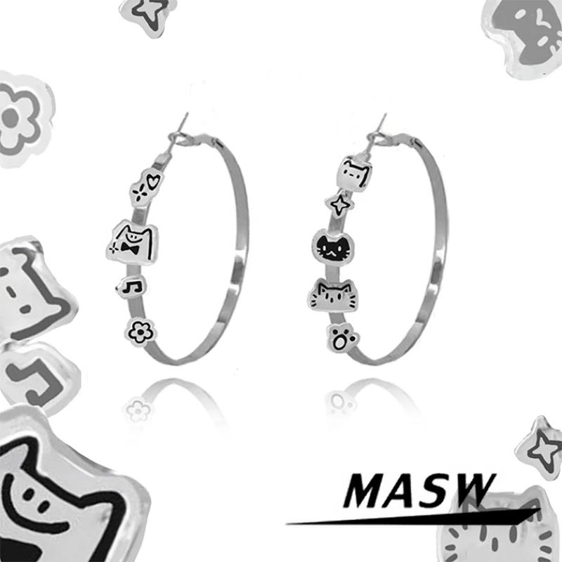 

MASW Original Design Lovely Style Multi Cats Hoop Earrings For Women Girl Gift Trend Jewelry Accessories Hot Sale