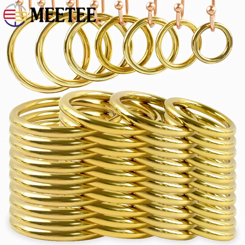 

2/5/10Pcs 8-51mm O Ring Solid Brass Buckle Pet Collar Connect Loop Webbing Strap Decor Rings Leather Crafts Hardware Accessories