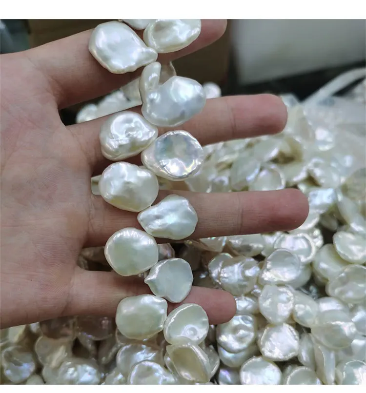 

wholesale 15-16mm natural freshwater Baroque large petal keshi Pearl beads