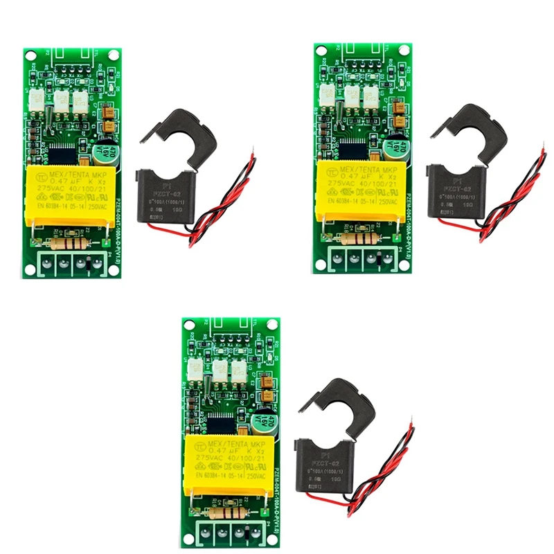 HOT SALE 3X 100A PZEM 004T Version Wattmeter+Open CT Kwh Meter Volt Amp Current Test Module For Arduino TTL COM2/COM3/COM4