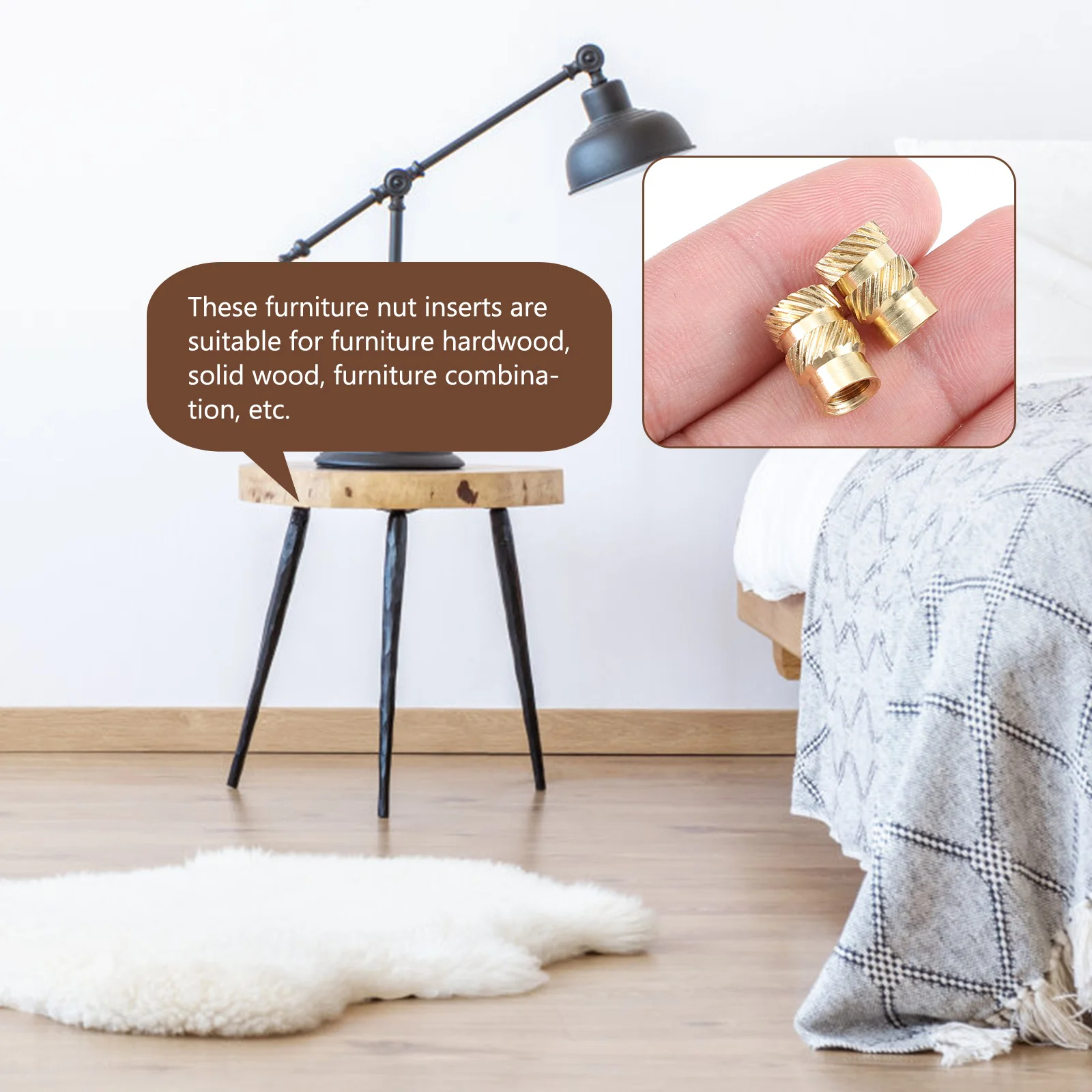 

20Pcs Threaded Copper Nut Insert Furniture Connector Durable Solid Wood Screw Fastener Threaded Nut Copper Screw