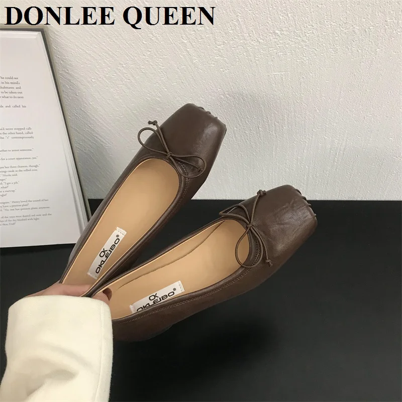 2023 New Autumn Flats Ballet Shoes Women Loafers Fashion Bow Knot Shallow Ballerina Dress Shoes Casual Moccasin  Mary Jane Mujer