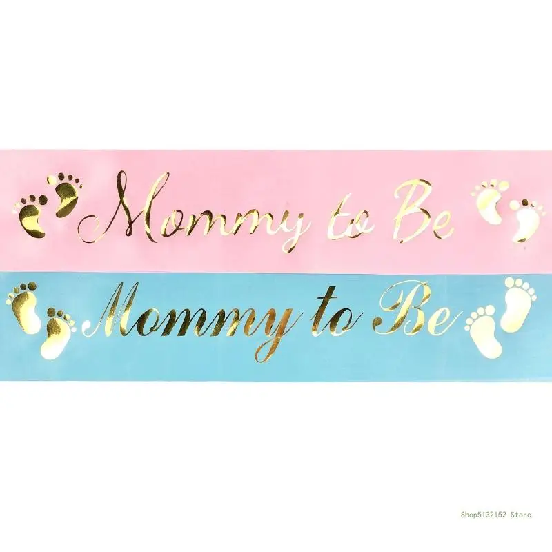 QX2E Baby Shower Decoration Blue/Pink Mommy to Be Sash to Be Button Pin Badge Pregnancy Maternity Flower Sash Belt