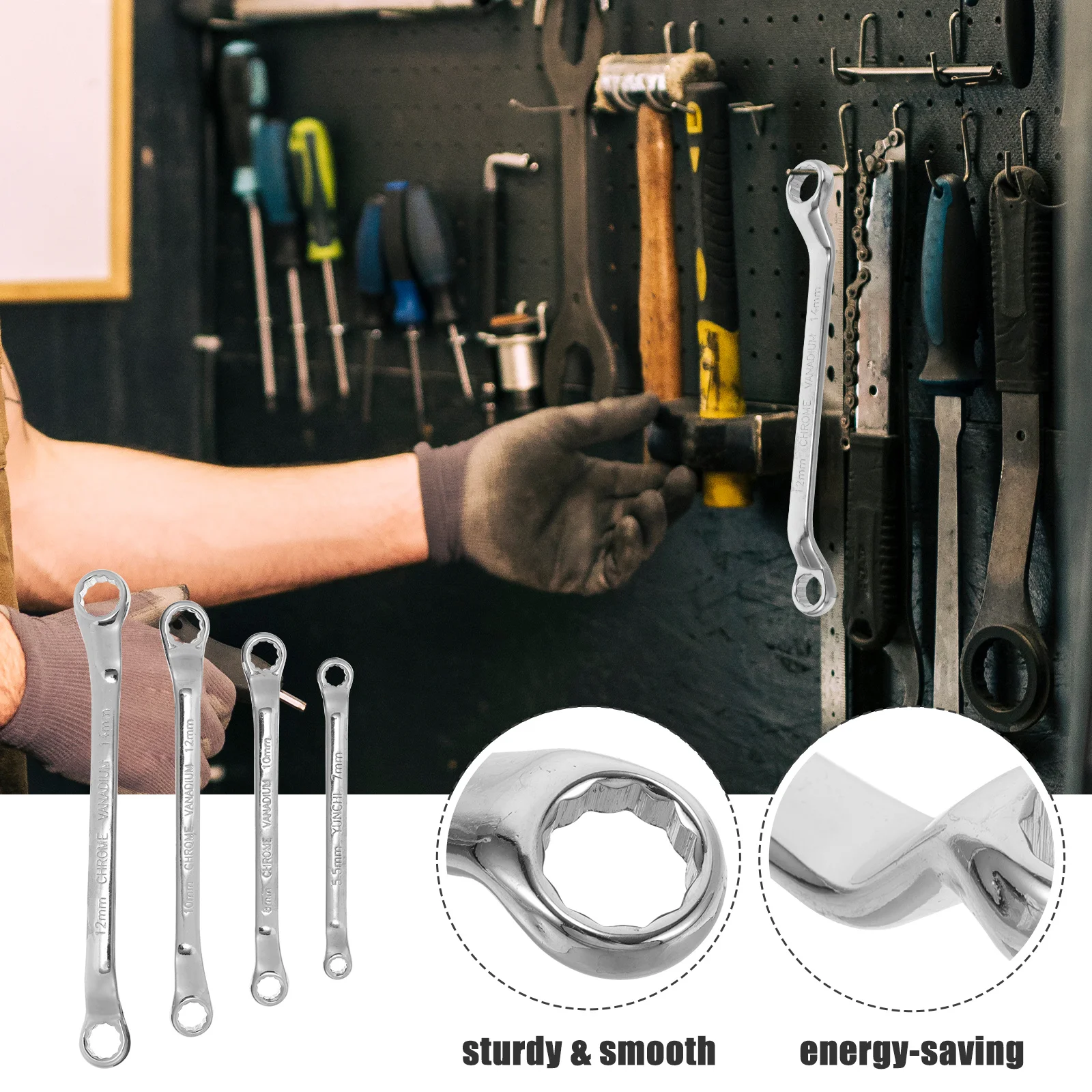 

4Pcs Ratcheting Wrench Tool Heat Treated Strength Durability Perfect for Confined Spaces Long Studs Lifetime Use