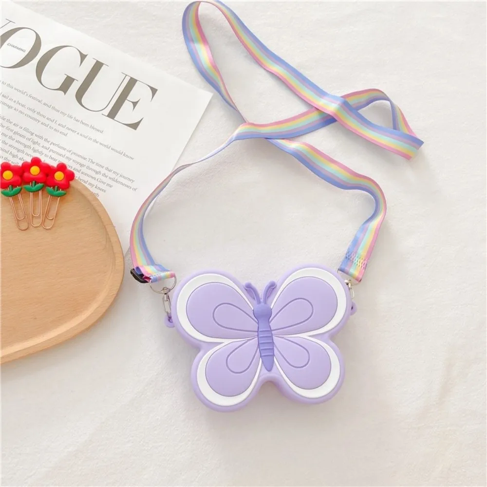 Butterfly Shape Cartoon Children's Bag Silicone Waterproof Mini Shoulder Bag Candy Color Lightweight Butterfly Crossbody Bag