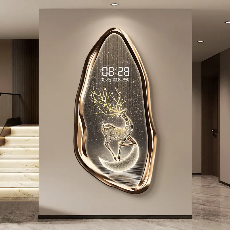 

Nordic Abstract Wall Clock Entrance Silent Perpetual Calendar Digital Clock Corridor Decorative Painting Wall Clock Home Decor