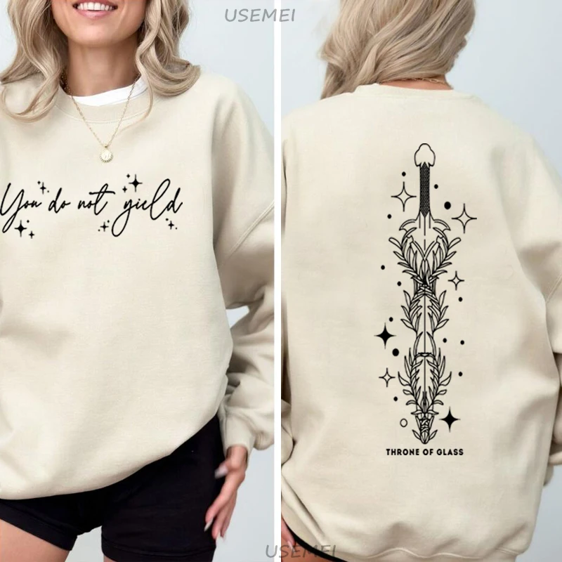 Je Geeft Geen Troon Van Glazen Sweatshirts Met Licentie Sarah J Maas Merchandise Hoodies Harajuku Pullover Sweatshirt Kleding