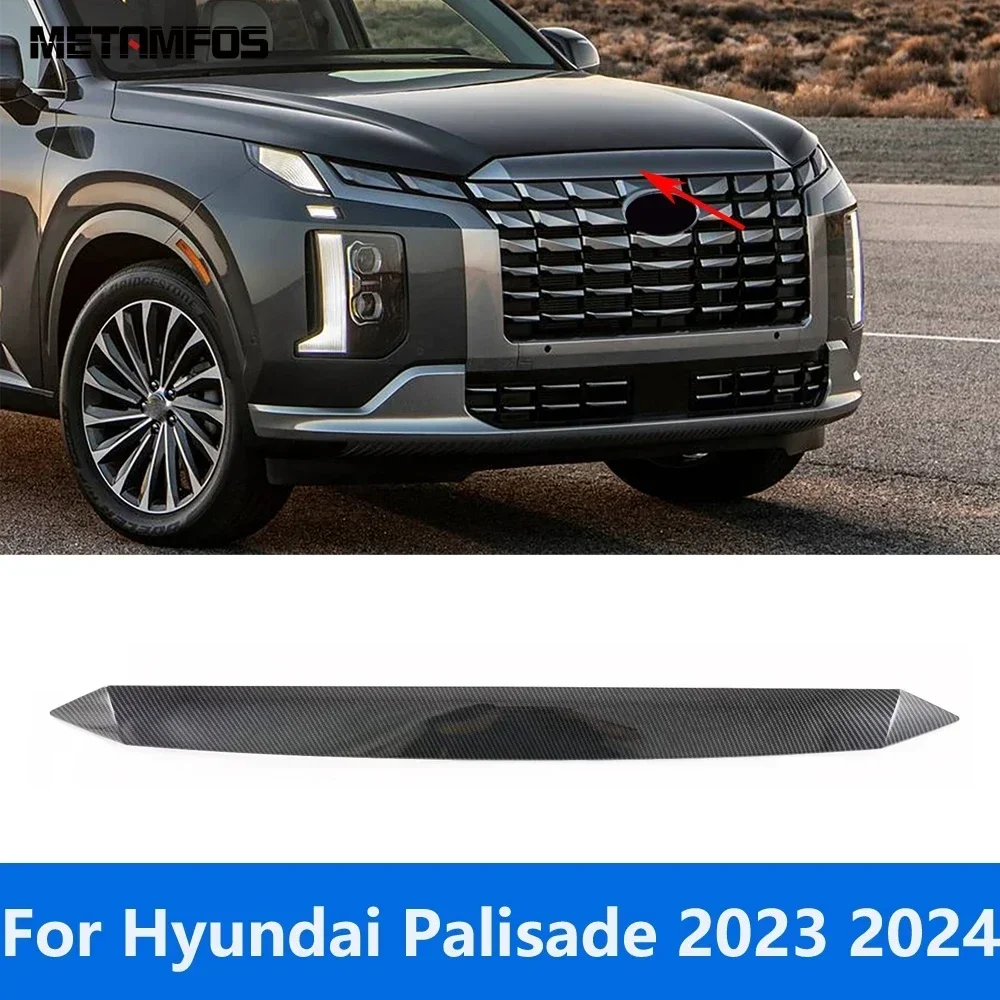 

Для Hyundai Palisade 2023 2024, передний капот двигателя из углеродного волокна, решетка, крышка, отделка, внешние аксессуары, Стайлинг автомобиля
