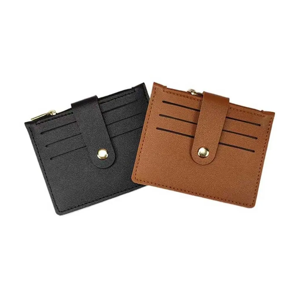 Zipper Leather Coin Purse Wallet Multi-position Stripe ID Credit Card Holder Card Case Korean Style Driver's License Case Daily