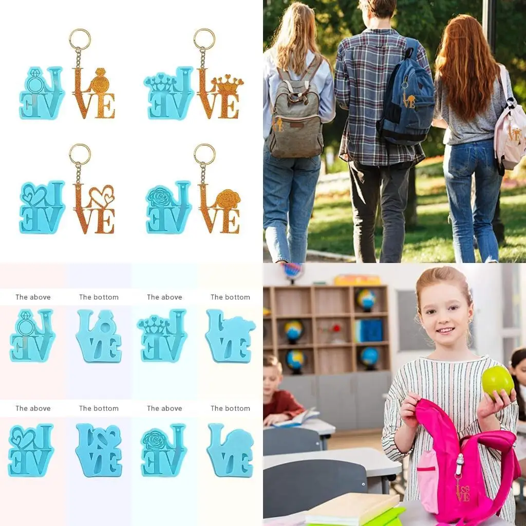 

Silicone Keychain Mold with Hole for DIY Decor Resin Pendant Mold Valentines Day