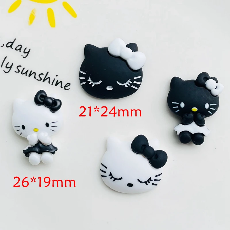 10 Pcs New Mini Kawaii Cartoon Animal Black And White Kitten Resin Scrapbook Diy Jewellery Children Gift Hairpin Accessories A34