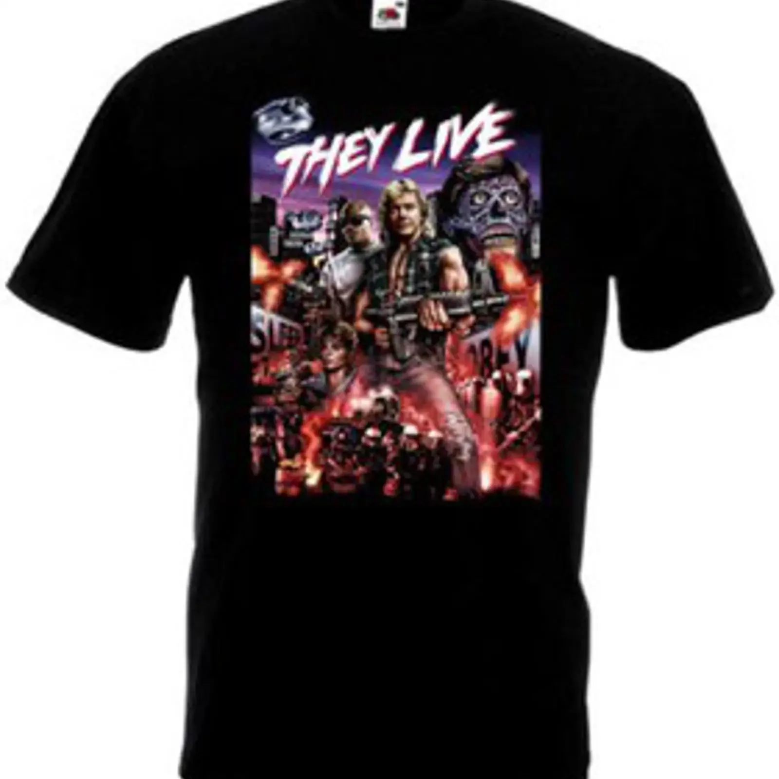 Camiseta They Live v1 negra póster de película todas las tallas S 5XL vintage Washed Stylish Casual homme Comfortable