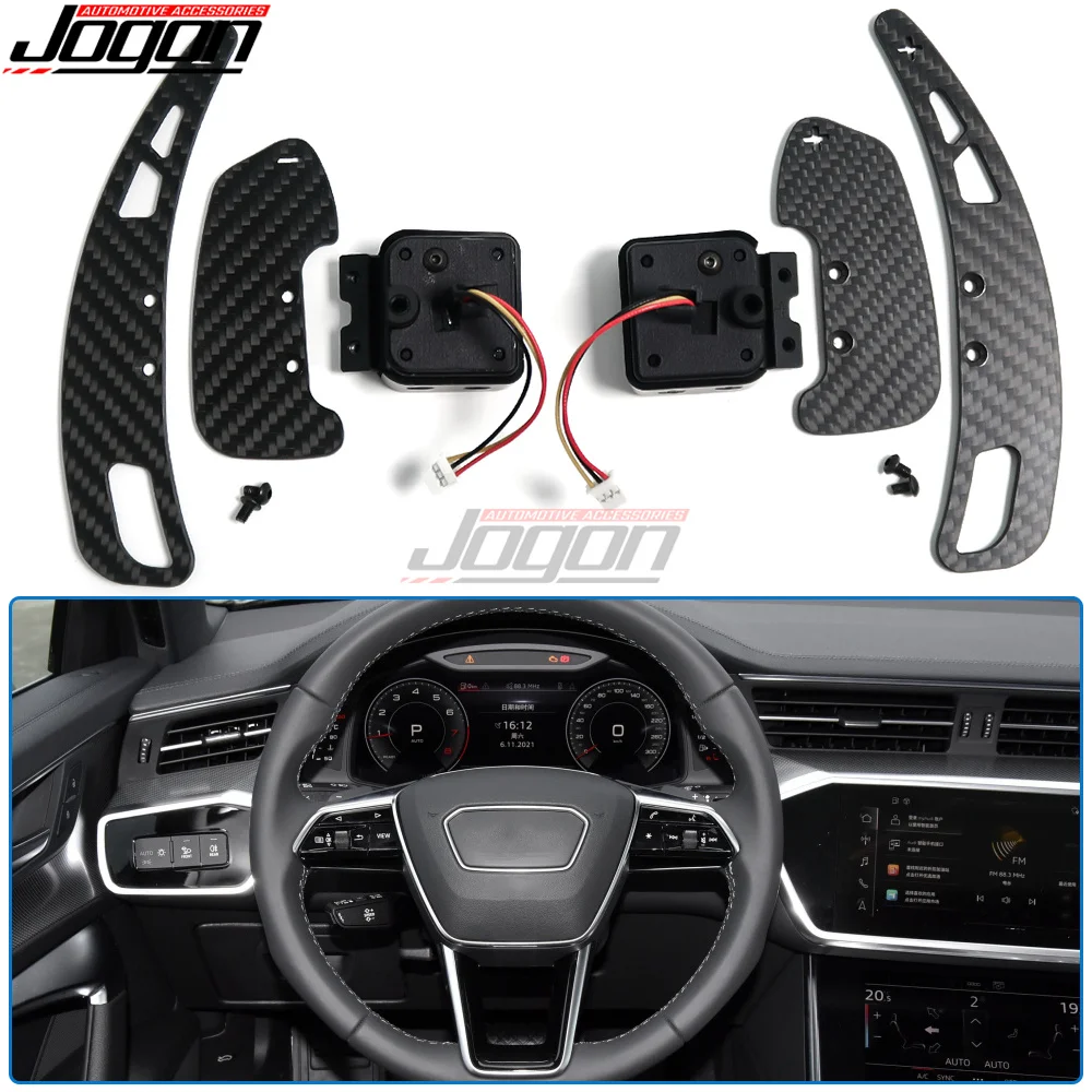 Carbon Fiber Magnetic Paddle Shifter Extension Trim For Audi A6 C8 A6L Q6 Allroad A7 A7L A8L S6 S7 S8L RS6 RS7 Car Shift Paddle