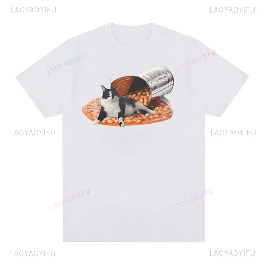 Funny Canned Cat Meme Graphic T Shirts O-Neck Fashion Casual Streetwear T-shirt Hip Hop Harajuku Style Summer Comfort Man Tees