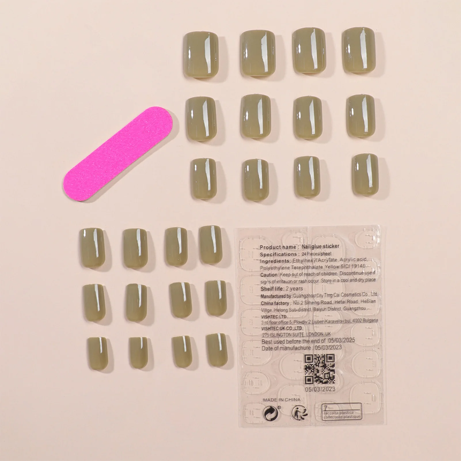 Green Solid Color Press-on Nails No Irritating Smell Higher Gloss Nails for Professional Art Nail Salon