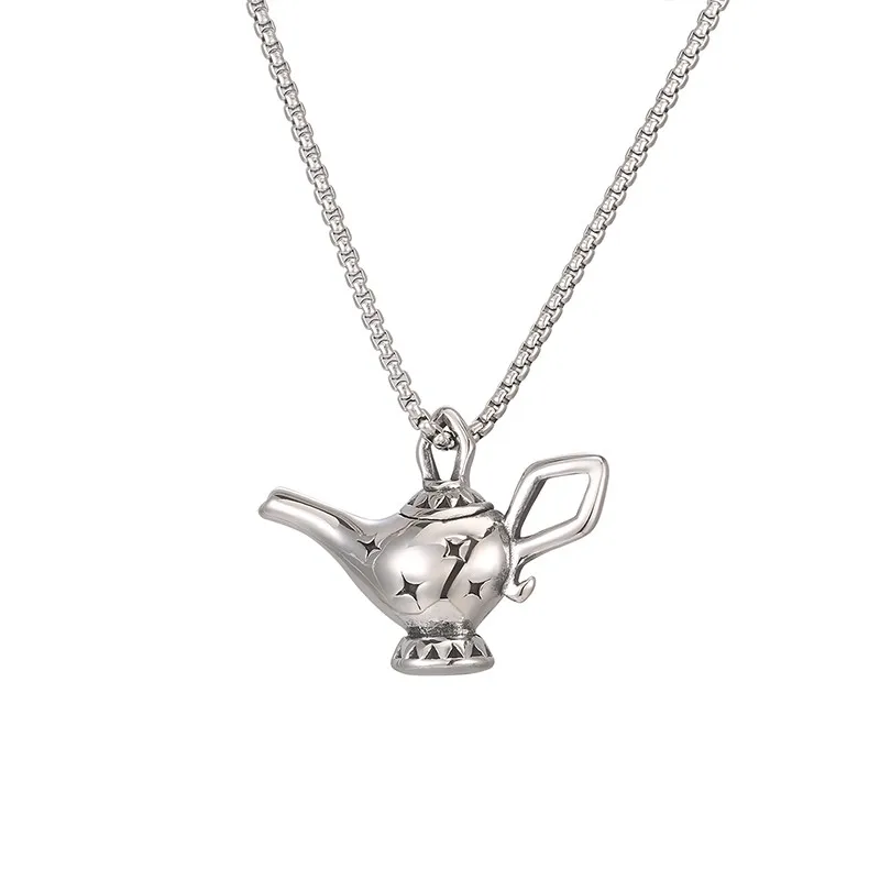 Literatur spezielle mythische Aladdin Lampe Anhänger Halskette für Frauen Männer Edelstahl einfache Charm Hals Hals Party Schmuck Geschenke – Detail 14
