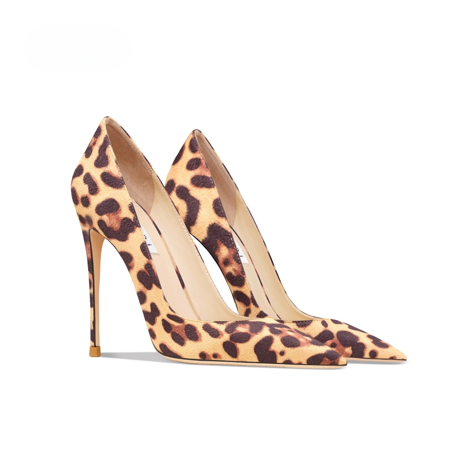 

Leopard print suede high-heeled with shallow mouth thin heel pointed toe European and American sexy night time single shoes