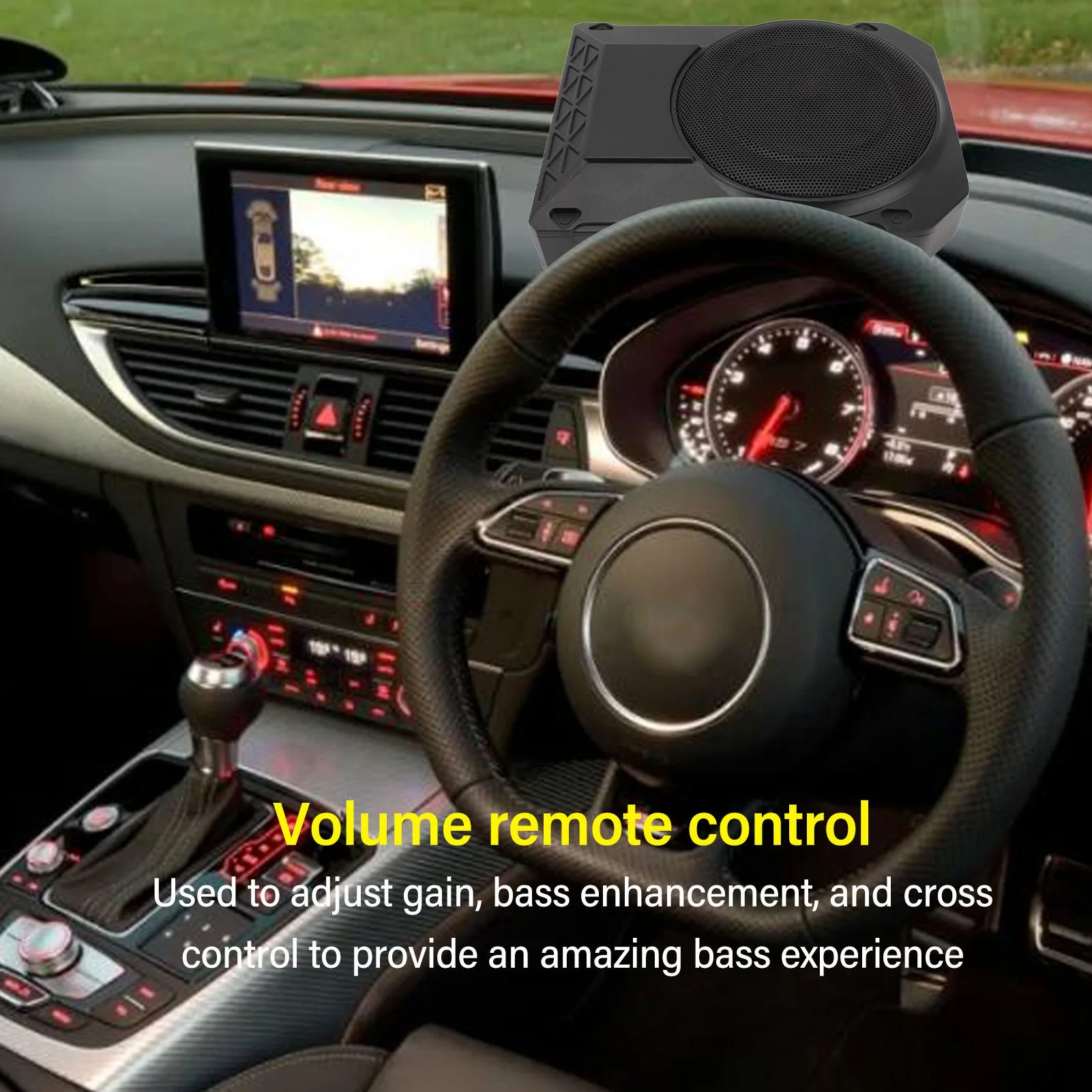 10 Inch Active Subwoofer High Level Input 2.5 Ohms Powerful 800W Under Seat Subwoofer with Remote Control for Car Sound System