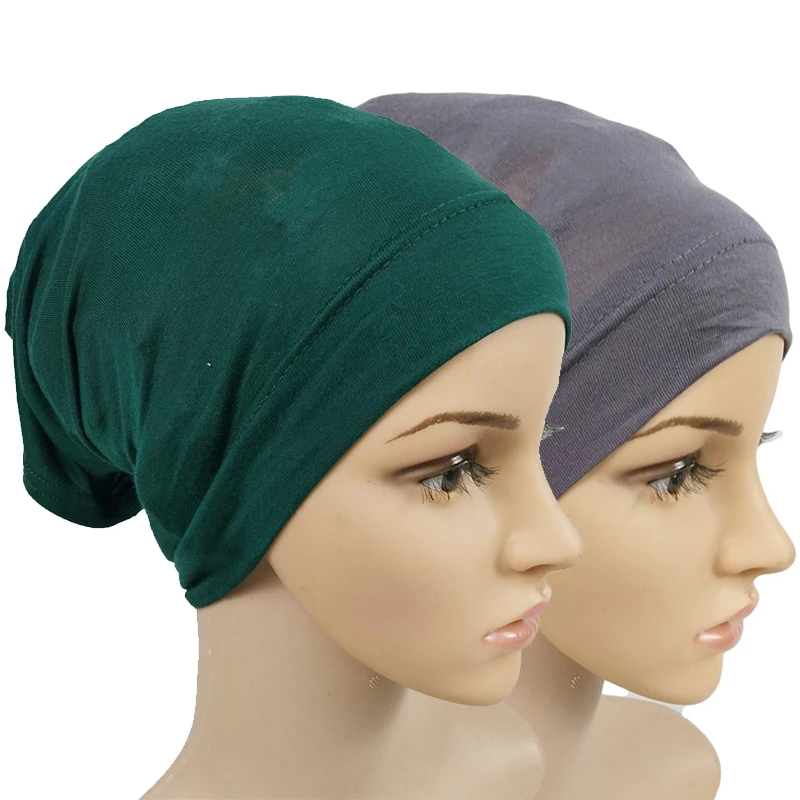 Women Simple Modal Hijab Caps Soft Stretch Muslim Turban Headscarf Bonnet Cap Female Fashion Solid Color Beanies Chemo Hat