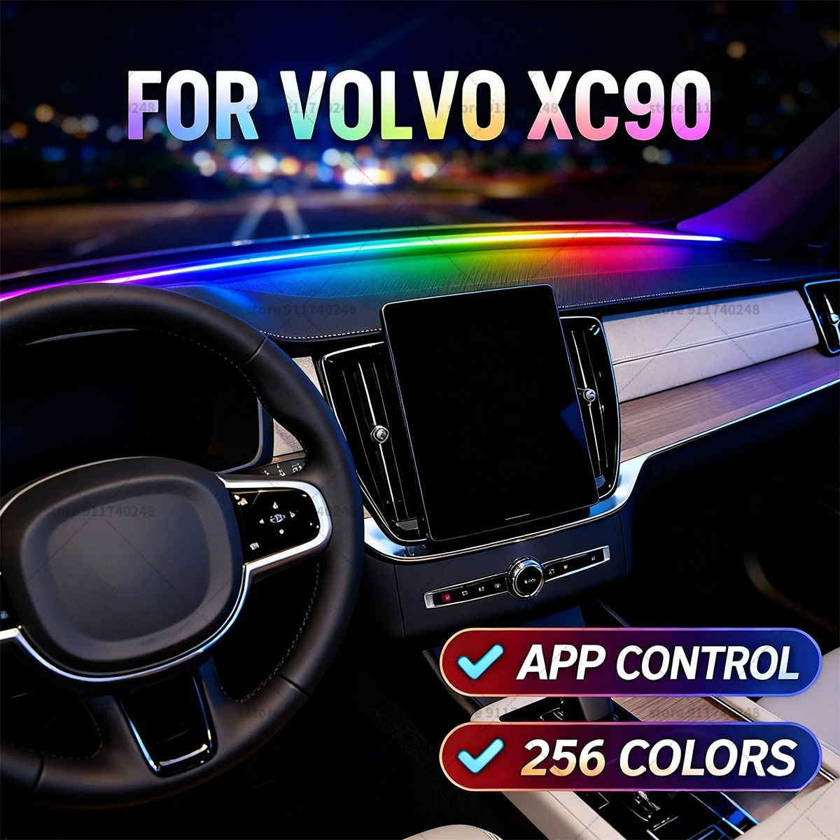 

Декоративная световая полоса для Volvo XC90, цветная акриловая звукоизоляционная полоса для лобового стекла, атмосферная подсветка