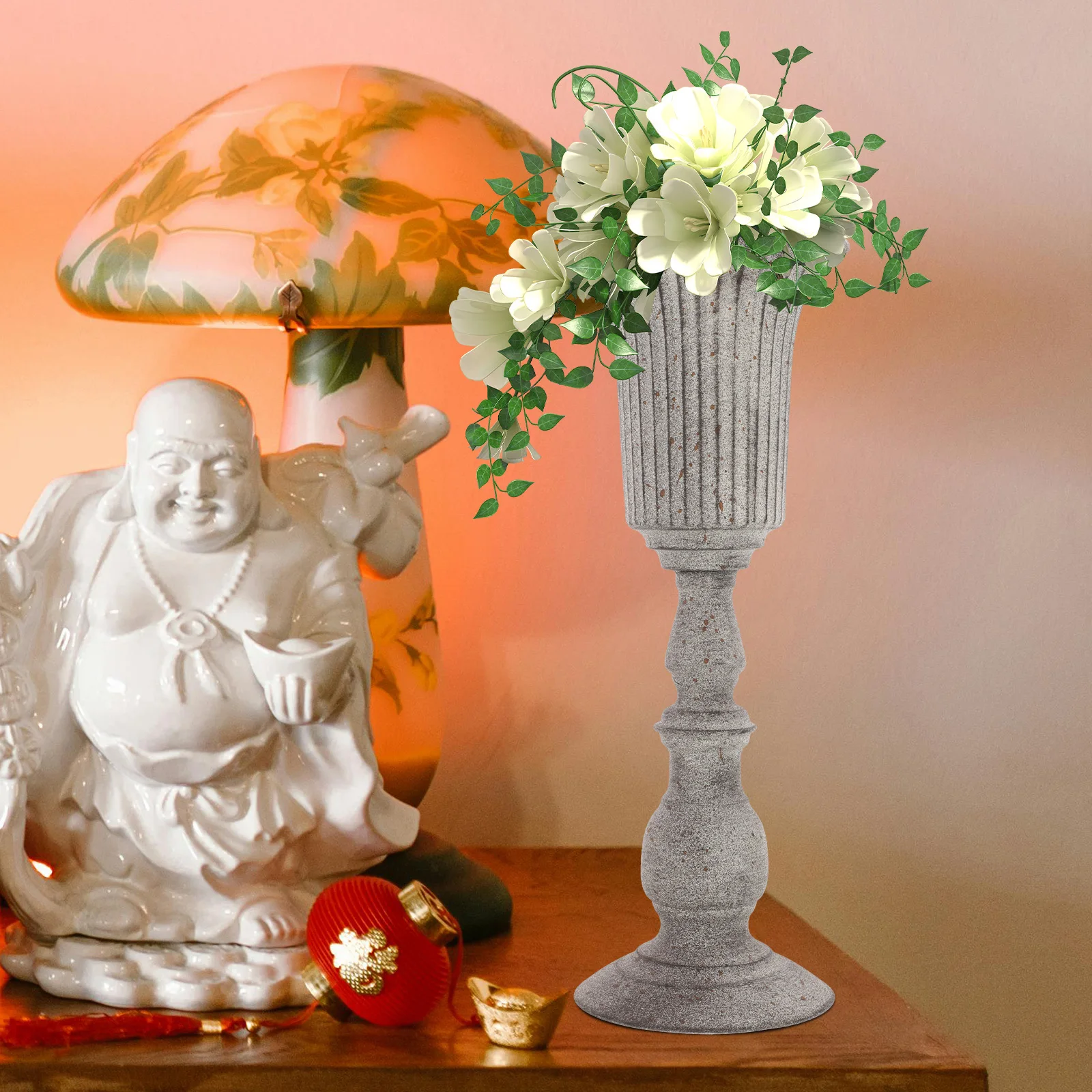 

Style Metal Flower Vase Vintage Iron Planter Tabletop Decorative Floral Arrangement Container for Home Office Coffee