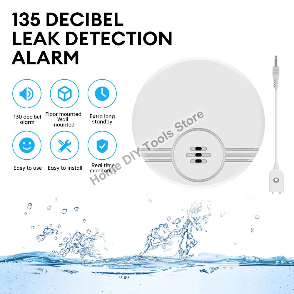 Water Leakage Sensor Alarm Water Level Detector 135dB Alarm Water Leak Detector Monitoring of Leak Alarm for Kitchen Bathroom