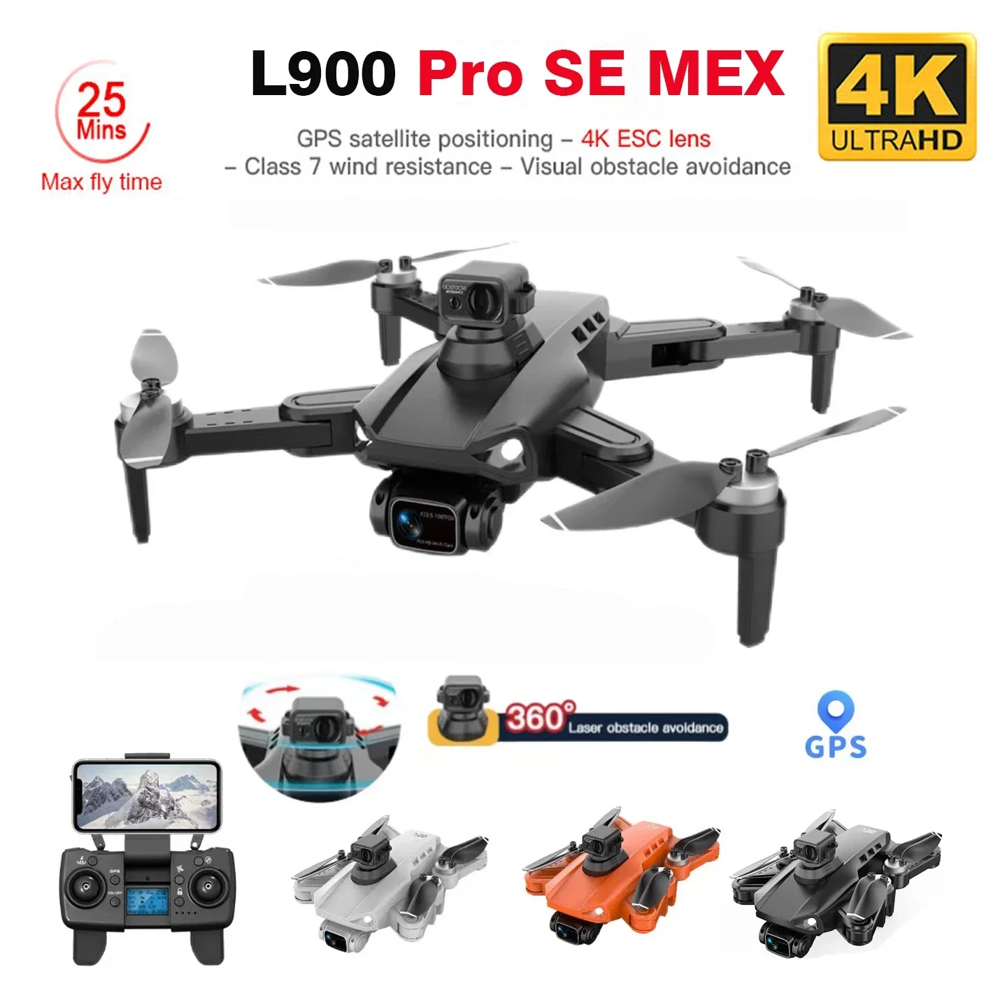 L900 Pro SE MAX 4K Profesional Drone With HD Camera 5G WIFI GPS Quadcopter FPV Brushless Motor RC Mini Dron for Children Toys