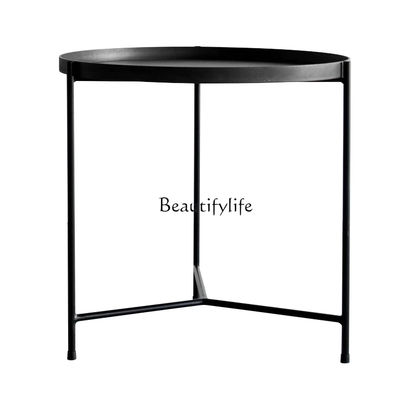 Nordic modern round side table creative wabi-sabi wind light luxury minimalist sofa small side table