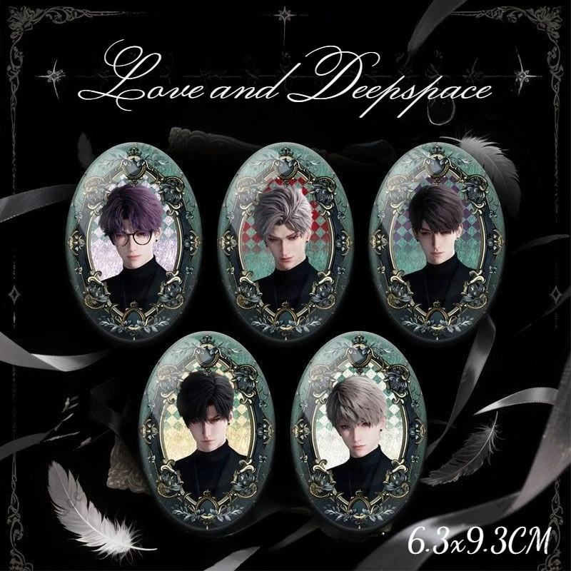 

Love and Deepspace Rafayel Zayne Xavier Caleb Sylus Anime Feather Sweater Ellipse & Square Badge Emblem Brooch Decor Fans Gifts