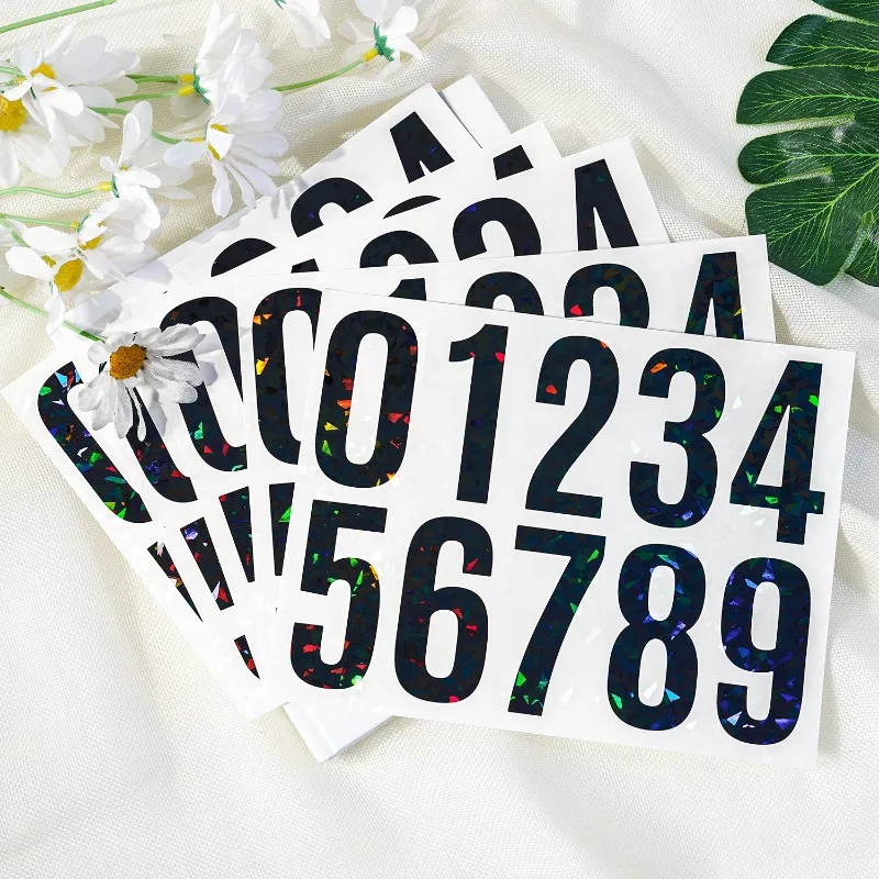 3 بوصة ملصقات أرقام رائعة سوداء فلاش أسود سهلة التعرف على ملصقات تصنيف رقم المنزل لصندوق البريد 5 أوراق #4