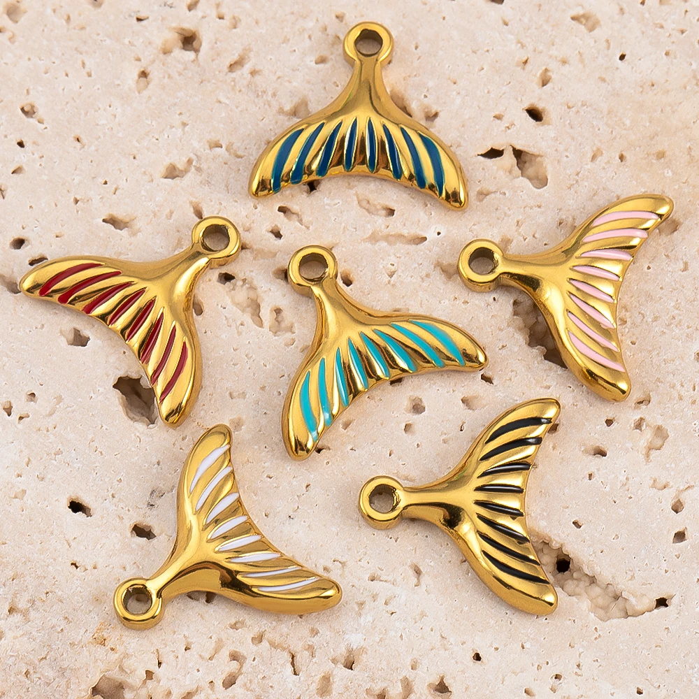 

2pcs Stainless Steel Enamel Mermaid Tail Pendants Charms for Jewelry Making DIY Earrings Bracelet Keychain Accessories Wholesale