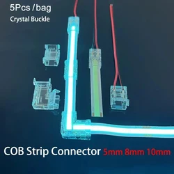 5Pcs/bag Crystal Buckle SMD Cob Led Strip Light Connector 5mm 8mm 10mm 2 pin 2 Wire Corner Led Connector